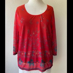 Carole little Red blouse Oriental Design